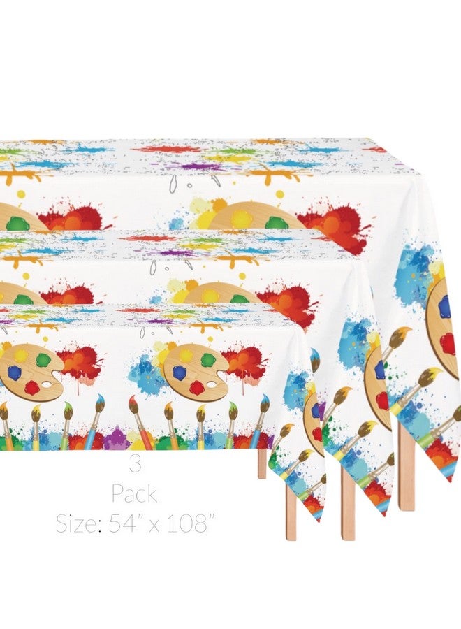 Oojami 3 Pack Artist Plastic Tablecloth 54" X108" With 2 Pennant Banners Ideal For Art Themed Party Supplies Artist Themed Birthday Party Decorations Artist Themed Painting Supplies Table Covers - Image 3