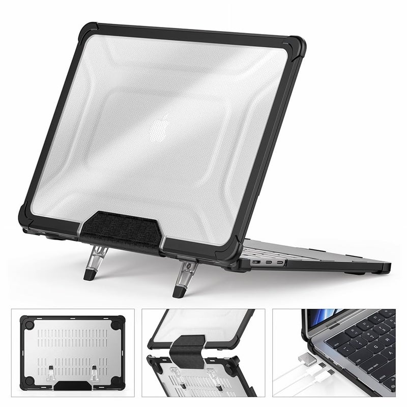 HASTHIP® Laptop Case Cover for New MacBook Air 13.6 inch M4 A3240 M3 A3113 M2 A2681 Heavy Duty Shockproof Hard Shell Case 2025 2024 2022 Release MacBook Cover with TPU Bumper and Fold Kickstand - Image 1