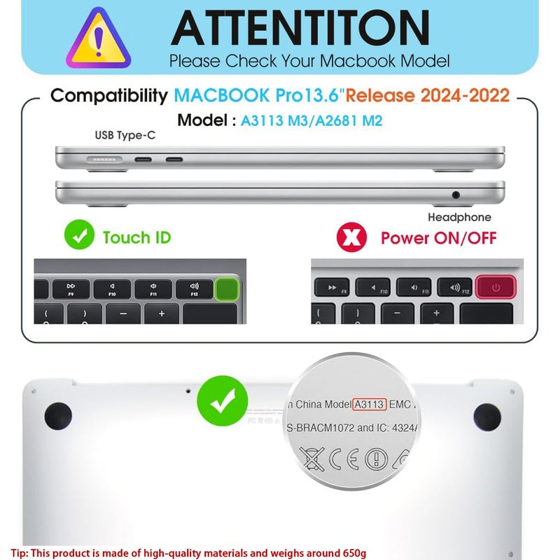HASTHIP® Laptop Case Cover for New MacBook Air 13.6 inch M4 A3240 M3 A3113 M2 A2681 Heavy Duty Shockproof Hard Shell Case 2025 2024 2022 Release MacBook Cover with TPU Bumper and Fold Kickstand - Image 2