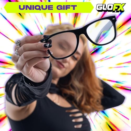 GloFX Black Frame Spiral Diffraction Glasses – Laser Etched for Hypnotic Spiral Light Effects, Flexible & Durable for Raves & Festivals - Image 3