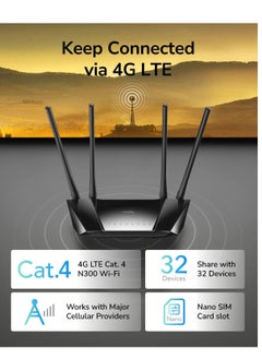 cudy Cudy N300 WiFi Unlocked 4G LTE Router with SIM Card Slot, 300Mbps WiFi, LTE Cat4, EC25-AFX Qualcomm Chipset, 5dBi High Gain Antennas, FDD, DDNS, VPN, Cloudflare, Plug and Play  - Image 2