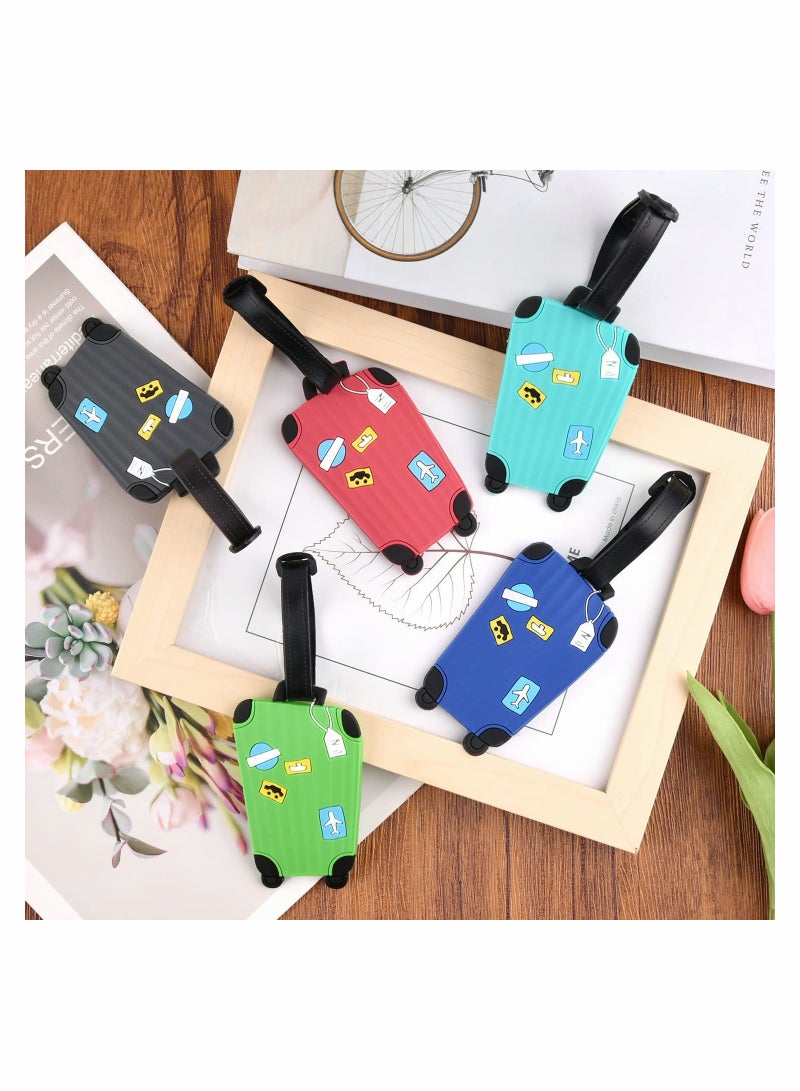 SOLARAE 10 Pack Luggage Tags Flexible PVC ID Labels, Colorful Secure Travel Suitcase Bag Baggage Tag Labels for Cabin Bags Carry On Luggage and Suitcases - Image 2