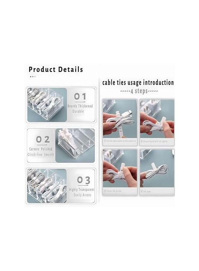 promass Data Cable Organizer Box, Cord Storage Box, Electronics Cable Organizer Box, Cable Storage Box with 10 Wire Ties for Home Drawer Office Desk Organizers and Accessories - Image 5