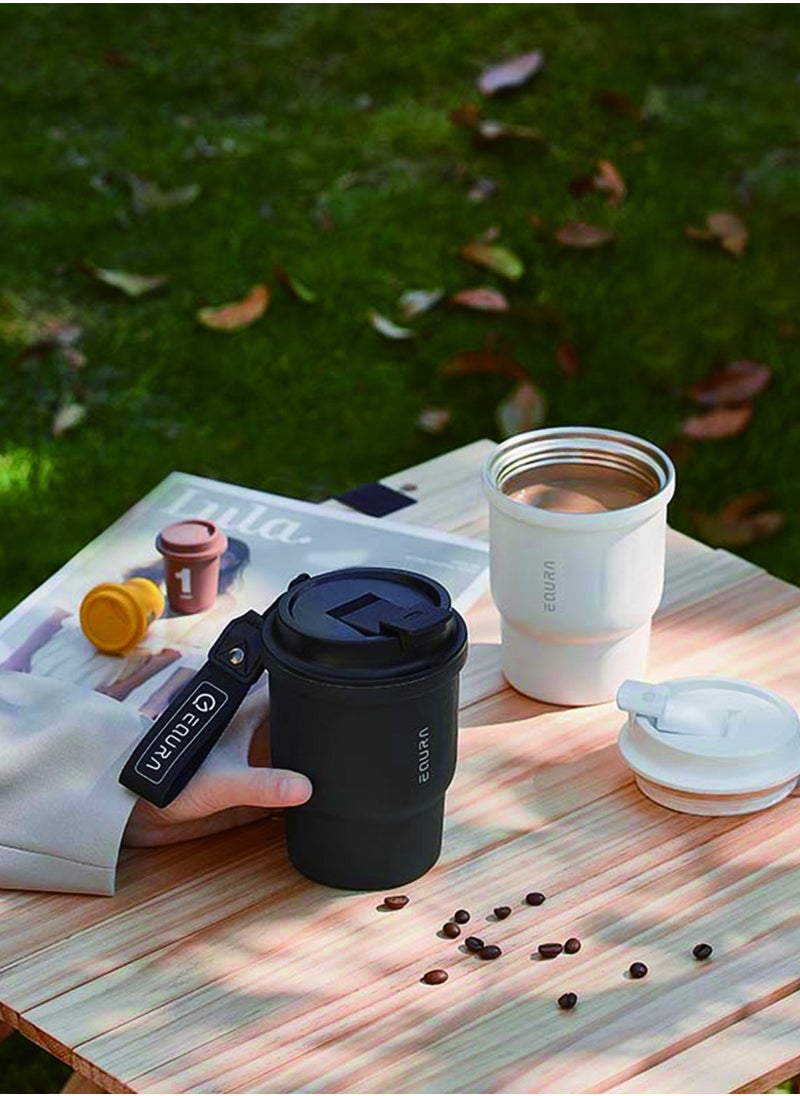 LePRESSO Insulated Tumbler 450ml/ Hot & Cold Drinks /Stainless Steel / Durable High-Quality Material / Sleek & Stylish Insulated Tumbler for Hot Coffee & Cold Drinks - Black  - Image 2