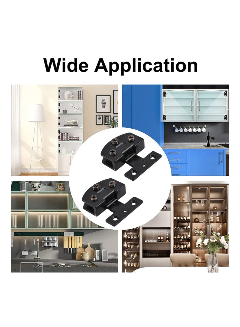 SOLARAE Door Hinge 2 Pieces Unilateral Adjustable Glass Door Clamp Hinges Zinc Alloy Side-Mount Pivot Hinges 90 Degree Black Clip Hinge Replacement Parts for 5-8mm Frameless Glass Cabinet Door - Image 2