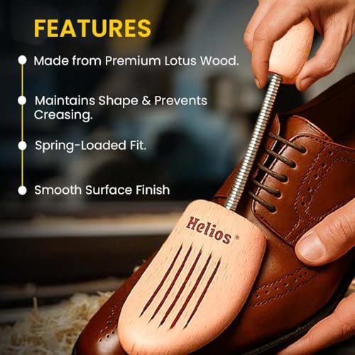 Helios Men Shoe Tree | Lotus Wooden Shoe Shaper | Anti-Wrinkle Shoes Stretcher | Wooden Shoe Tree for Men 2-Piece Set (43-45) - Image 2