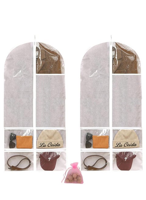 2-piece dance clothing bag with zipper pocket, transparent clothing bag for hanging clothes, household multifunctional clothing dust bag with jewelry storage bag, moisture-proof and dustproof cover, h