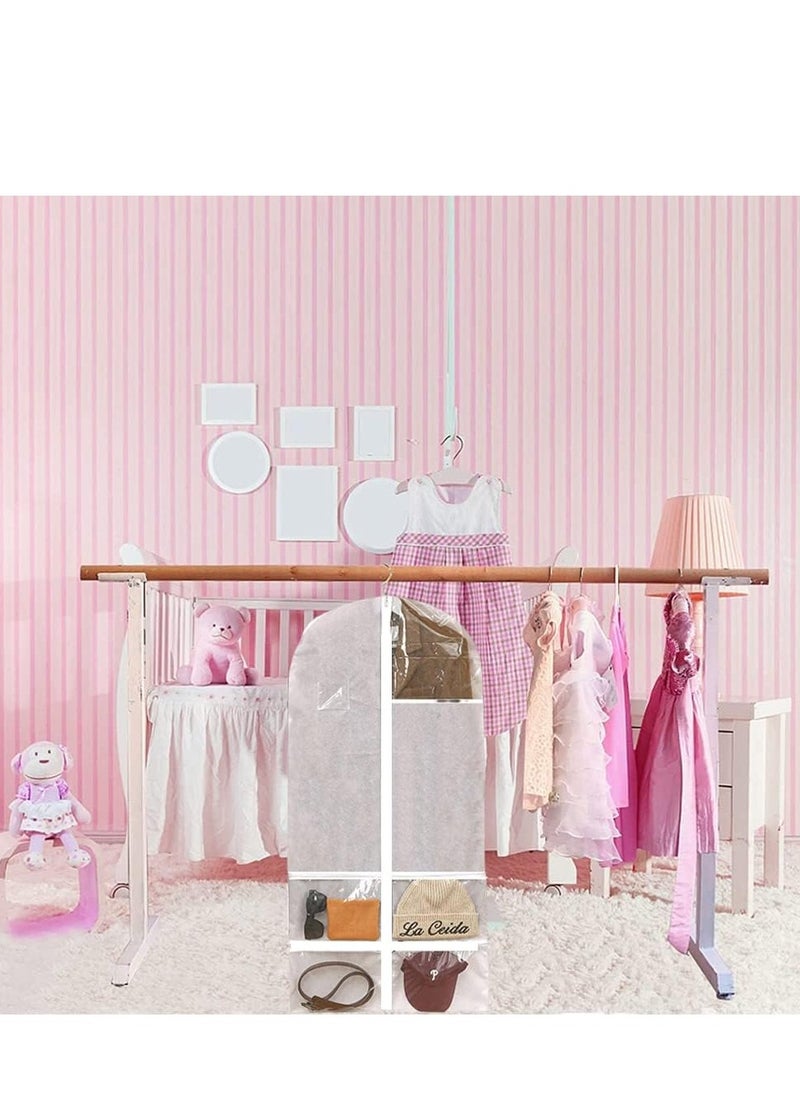 2-piece dance clothing bag with zipper pocket, transparent clothing bag for hanging clothes, household multifunctional clothing dust bag with jewelry storage bag, moisture-proof and dustproof cover, h