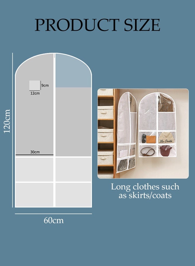 DUNISO 2-piece dance clothing bag with zipper pocket, transparent clothing bag for hanging clothes, household multifunctional clothing dust bag with jewelry storage bag, moisture-proof and dustproof cover, h - Image 2
