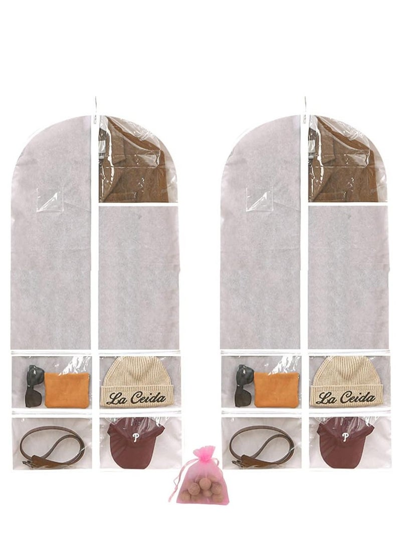 DUNISO - 2-piece dance clothing bag with zipper pocket, transparent clothing bag for hanging clothes, household multifunctional clothing dust bag with jewelry storage bag, moisture-proof and dustproof cover, h - Image 1