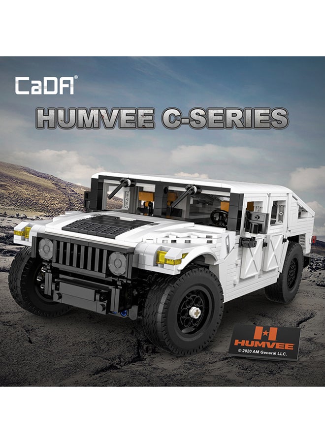 CaDA Remote Control Car Toy Building Blocks White Humvee C-Series Car Officially licensed C61027W 1386pcs for +8 Years old - Image 2