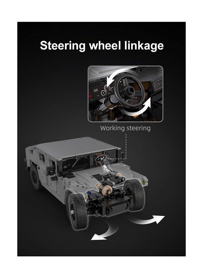 CaDA Remote Control Car Toy Building Blocks White Humvee C-Series Car Officially licensed C61027W 1386pcs for +8 Years old - Image 3