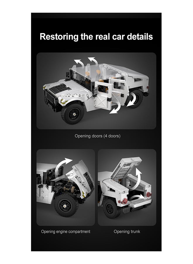 CaDA CaDA Remote Control Car Toy Building Blocks White Humvee C-Series Car Officially licensed C61027W 1386pcs for +8 Years old  - Image 5