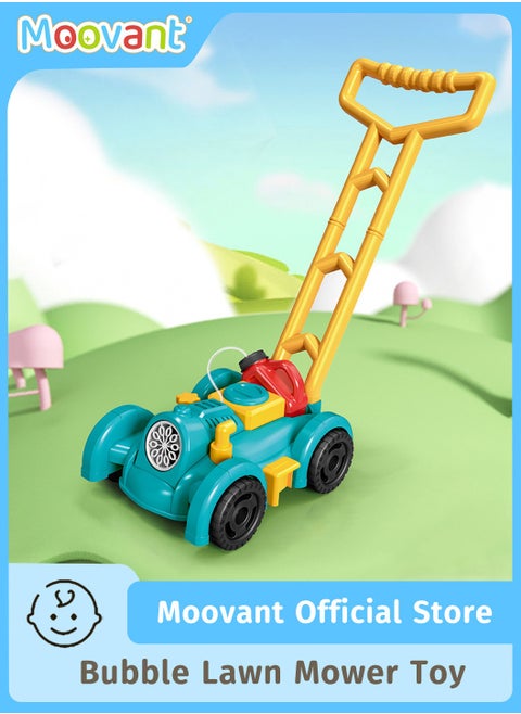 Bubble Lawn Mower Toddler Toys, Children's Push Lawn Mower Bubble Machine, Outdoor Electric Rotating Toy Bubble Machine, Kids' Fully Automatic Gardening Game Bubble Machine Gift, Teal