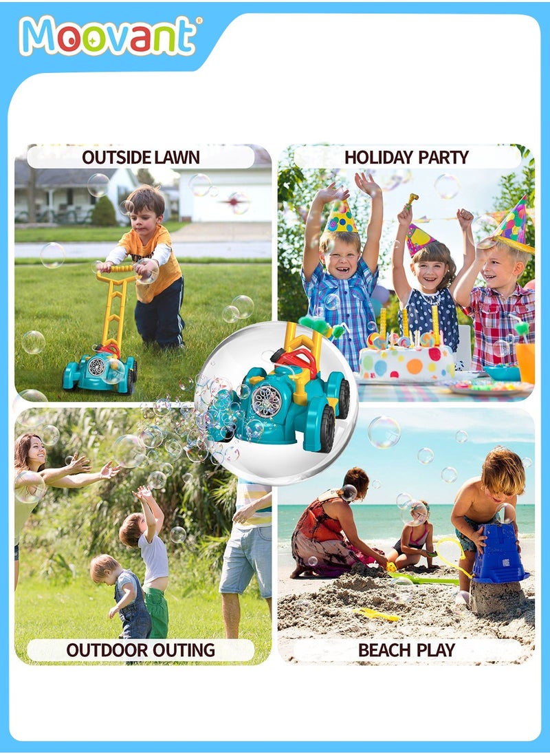 Moovant - Bubble Lawn Mower Toddler Toys, Children's Push Lawn Mower Bubble Machine, Outdoor Electric Rotating Toy Bubble Machine, Kids' Fully Automatic Gardening Game Bubble Machine Gift, Teal - Image 1