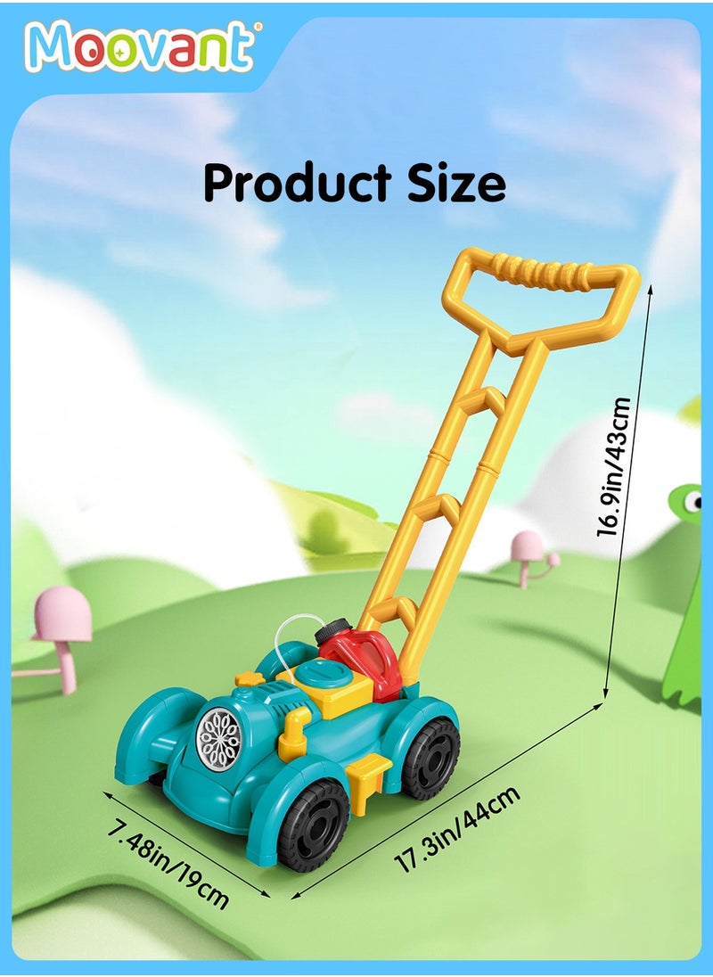 Moovant - Bubble Lawn Mower Toddler Toys, Children's Push Lawn Mower Bubble Machine, Outdoor Electric Rotating Toy Bubble Machine, Kids' Fully Automatic Gardening Game Bubble Machine Gift, Teal - Image 1