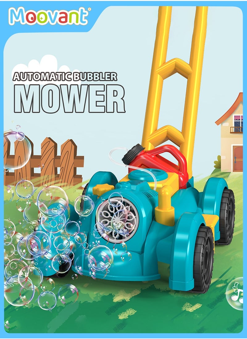 Moovant - Bubble Lawn Mower Toddler Toys, Children's Push Lawn Mower Bubble Machine, Outdoor Electric Rotating Toy Bubble Machine, Kids' Fully Automatic Gardening Game Bubble Machine Gift, Teal - Image 1