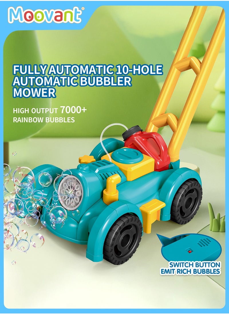 Moovant - Bubble Lawn Mower Toddler Toys, Children's Push Lawn Mower Bubble Machine, Outdoor Electric Rotating Toy Bubble Machine, Kids' Fully Automatic Gardening Game Bubble Machine Gift, Teal - Image 1