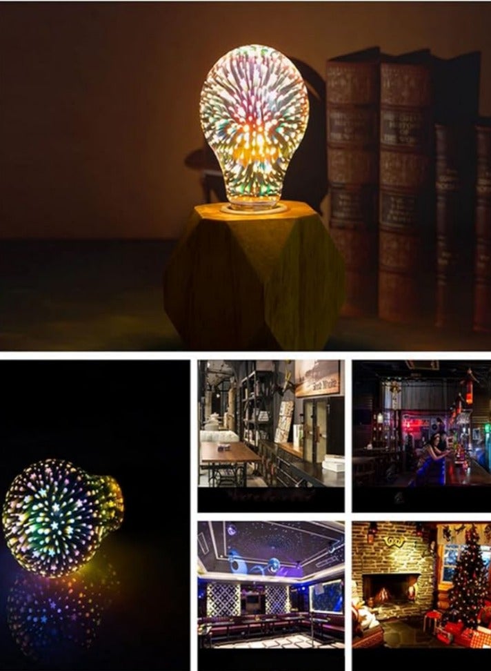 A60 3D Firework LED Light Bulbs 4.5W . E26/E27 LED Decorative Bulb, Warm White 2200K, 85-265V Stained Glass Decoration Light for Holiday Decoration, Party, Bar, KTV. - Image 3