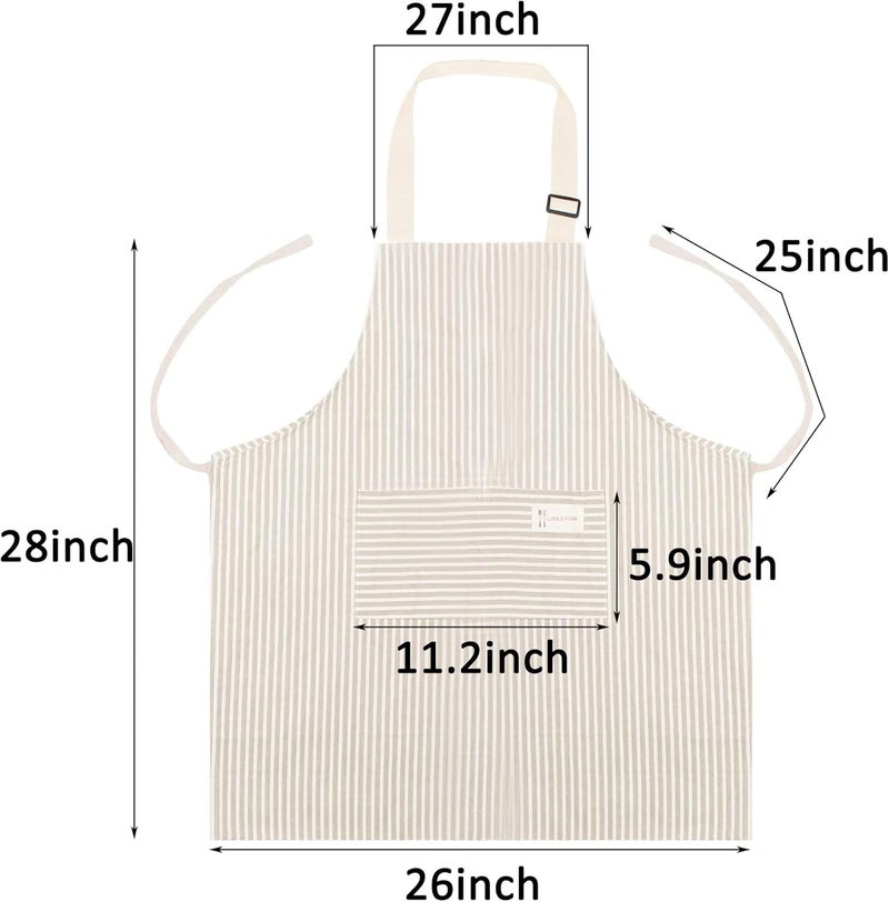 Lofekea Aprons 2 Pack Adjustable Bib Aprons with 2 Pockets Cotton Linen Cooking Kitchen Chef Apron for Women and Men - Image 4