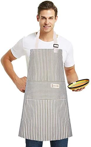 Lofekea Aprons 2 Pack Adjustable Bib Aprons with 2 Pockets Cotton Linen Cooking Kitchen Chef Apron for Women and Men - Image 5
