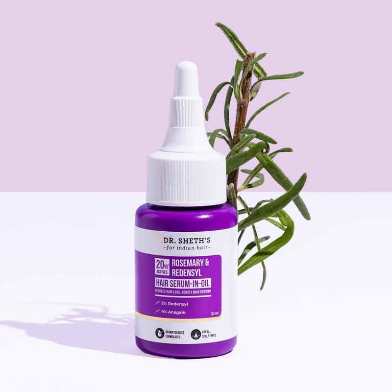 Dr. Sheth's Dr Sheths Rosemary  Redensyl Hair SerumInOilBoosts Hair Growth  Reduce Hair Fall With 20 Hair Growth Actives 3 Redensyl4 AnagainRosemary OilCaffeine  Peptides50GFor Men  Women30 Ml - Image 2