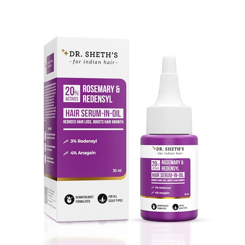 Dr. Sheth's Dr Sheths Rosemary  Redensyl Hair SerumInOilBoosts Hair Growth  Reduce Hair Fall With 20 Hair Growth Actives 3 Redensyl4 AnagainRosemary OilCaffeine  Peptides50GFor Men  Women30 Ml - Image 1