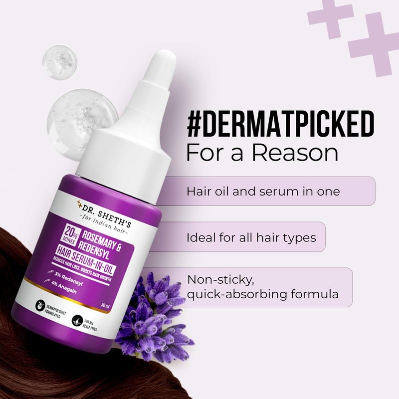 Dr. Sheth's Dr Sheths Rosemary  Redensyl Hair SerumInOilBoosts Hair Growth  Reduce Hair Fall With 20 Hair Growth Actives 3 Redensyl4 AnagainRosemary OilCaffeine  Peptides50GFor Men  Women30 Ml - Image 4