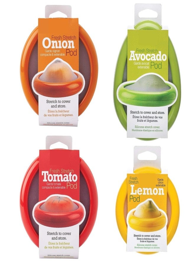 AISBUGUR Reusable Silicone Food Saver Pod Set for Onion Tomato Avocado Lemon Keep Cut Fruits Vegetables Fresh Stretchable Airtight Cover Eco Friendly Food Storage Cap Dishwasher Safe Fridge Multi Accessory - Image 1