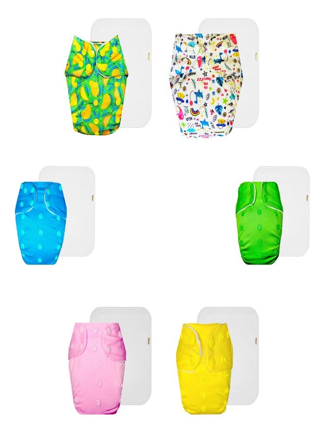 Dumbledo Premium Cloth Diaper with Cotton Insert (Pack of 6) | Soft & Gentle | Leakproof | Quick Dry | All-Day Wear | 3 Months - 3 Years | Unisex Baby - Image 1