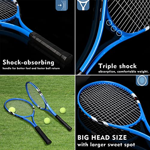 Layway Tennis Rackets 2 Players Recreational for Beginners,Pre-Strung 27 Inch Light Adult Racquet Set for Women Men with Tennis Balls,Overgrips and Carry Bag (Blue) - Image 4