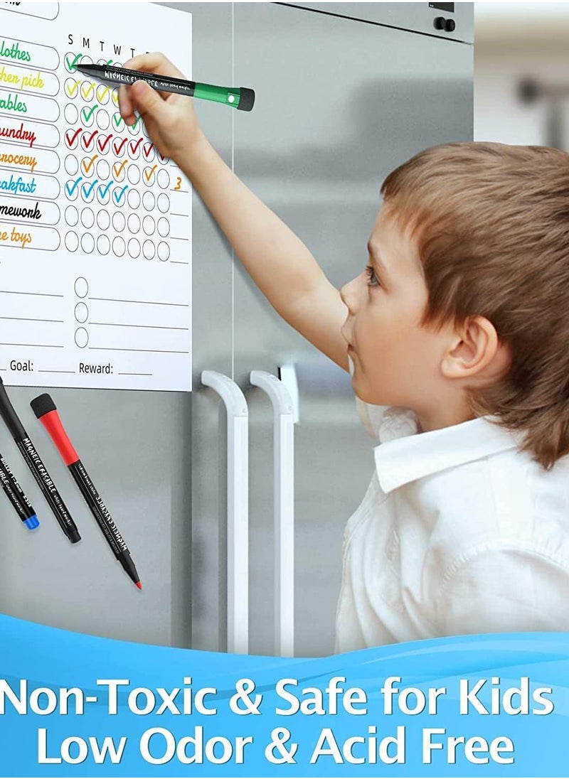 Generic - 12-PACK Magnetic Fine Tip Dry Erase Color Markers for White Board, Smooth Odorless Markers Pens with Eraser, Color Markers for Whiteboard, Rosheena Dry Erase Markers for Kids Office School - Image 1