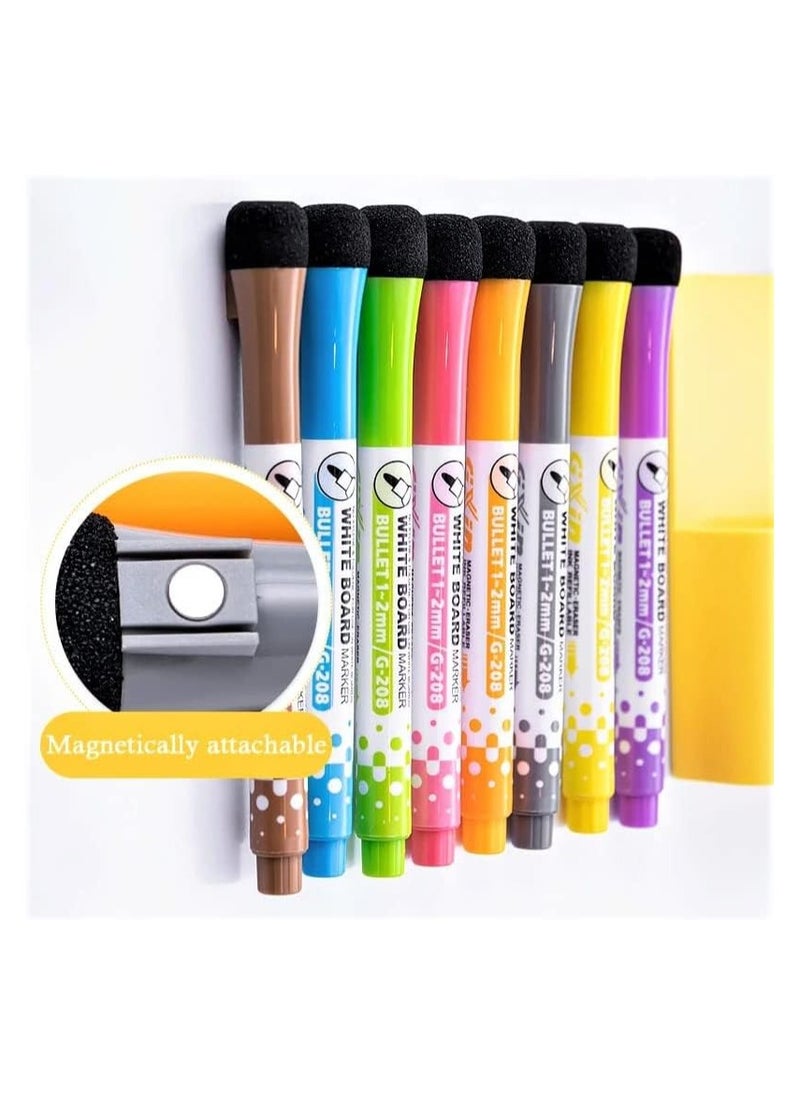Generic - 12-PACK Magnetic Fine Tip Dry Erase Color Markers for White Board, Smooth Odorless Markers Pens with Eraser, Color Markers for Whiteboard, Rosheena Dry Erase Markers for Kids Office School - Image 1
