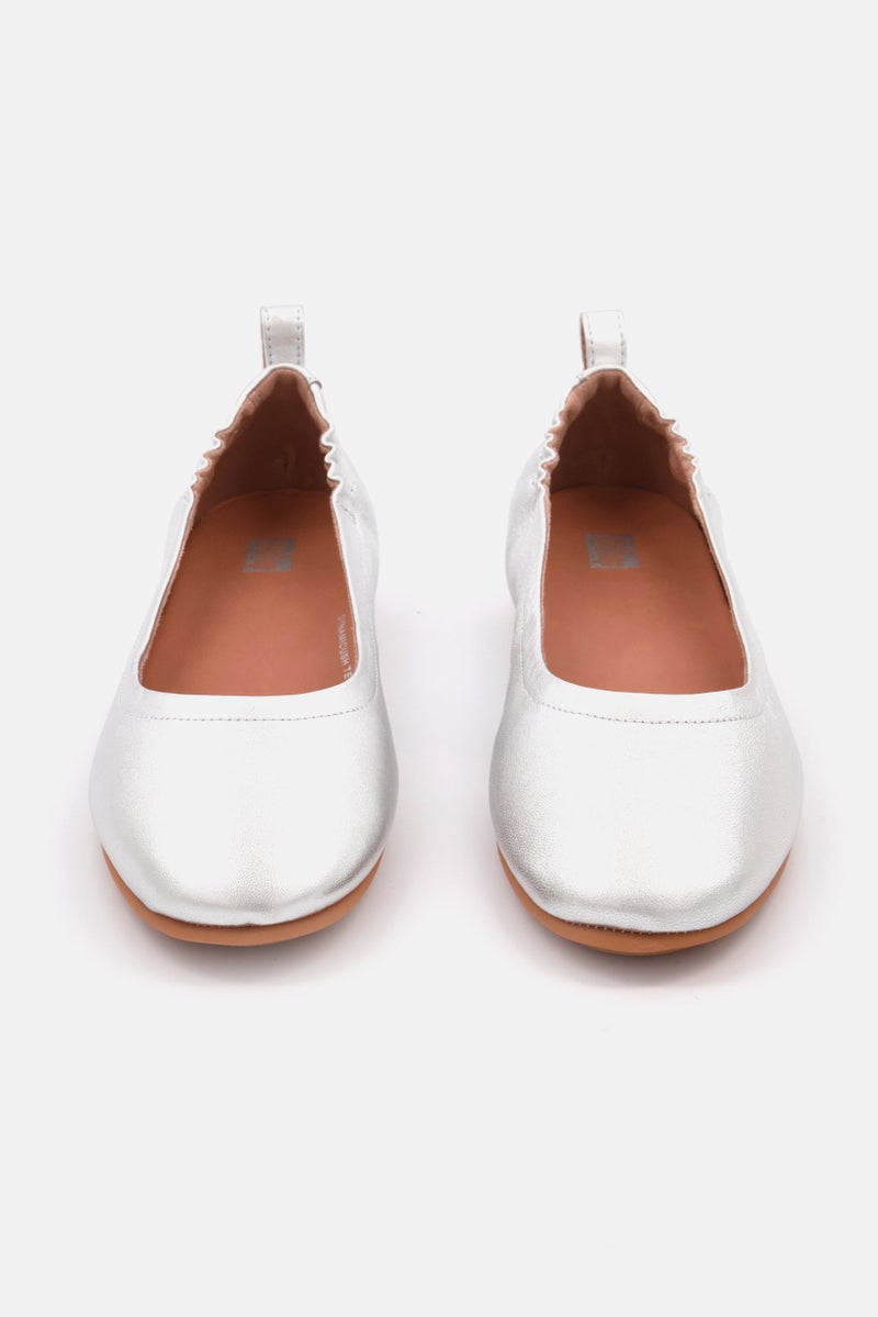 FitFlop Women Allegro Slip On Ballerina Flats, Silver  - Image 3