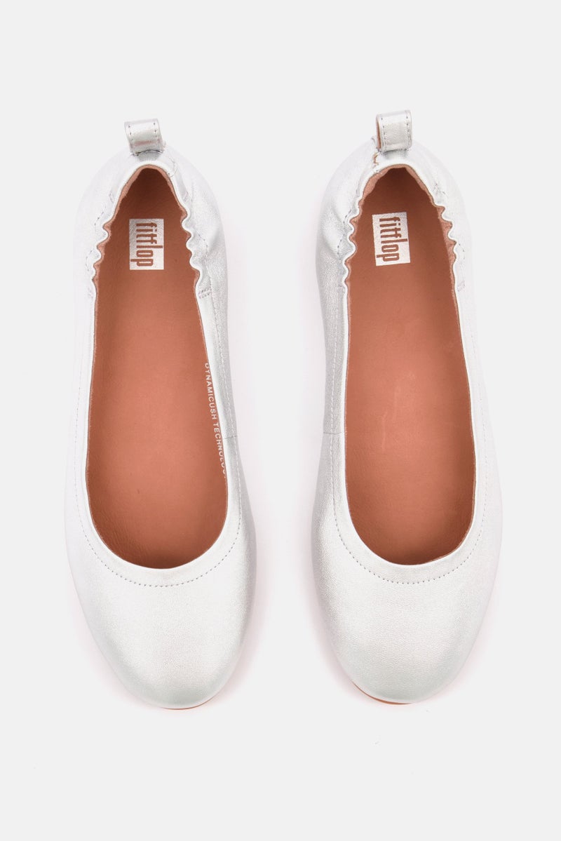 FitFlop Women Allegro Slip On Ballerina Flats, Silver  - Image 4