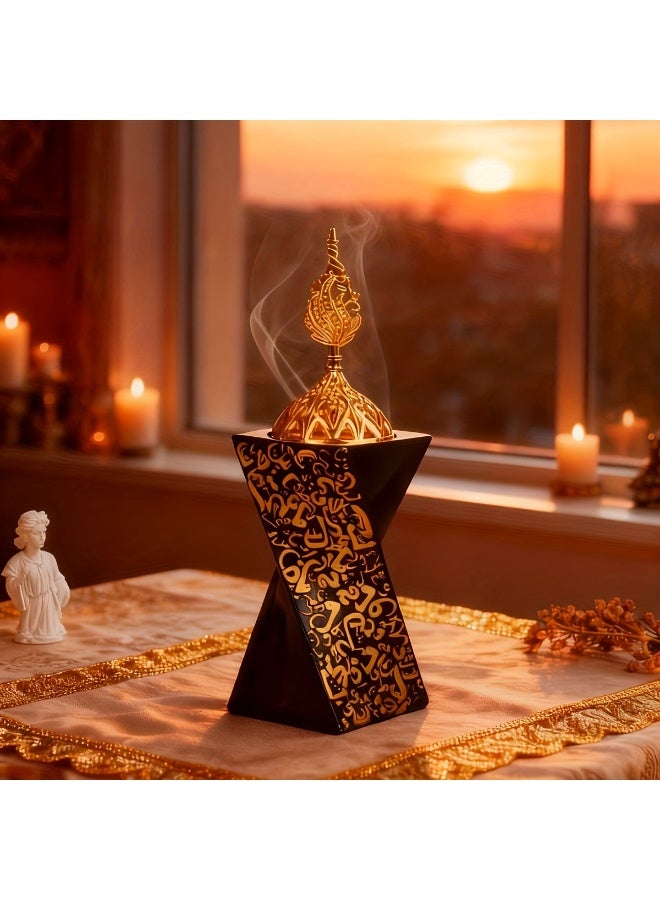ميون مبخرة بخور فاخرة من الراتنج بتصميم دوار مميز، حامل بخور عربي مزخرف بعبارات مباركة، مناسبة للعود والبخور، ديكور إسلامي لرمضان والعيد، زينة أنيقة للمنزل والمجلس والمكتب وهدايا المناسبات - Image 3