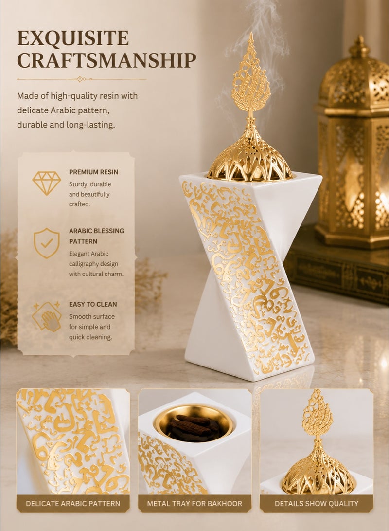 MYONE Bakhoor Burner Arabic Mabkhara Resin Incense Holder with Rotating Design, Oud Burner for Home Living Room Decor, Islamic Ramadan Eid Gift Ornament - Image 5