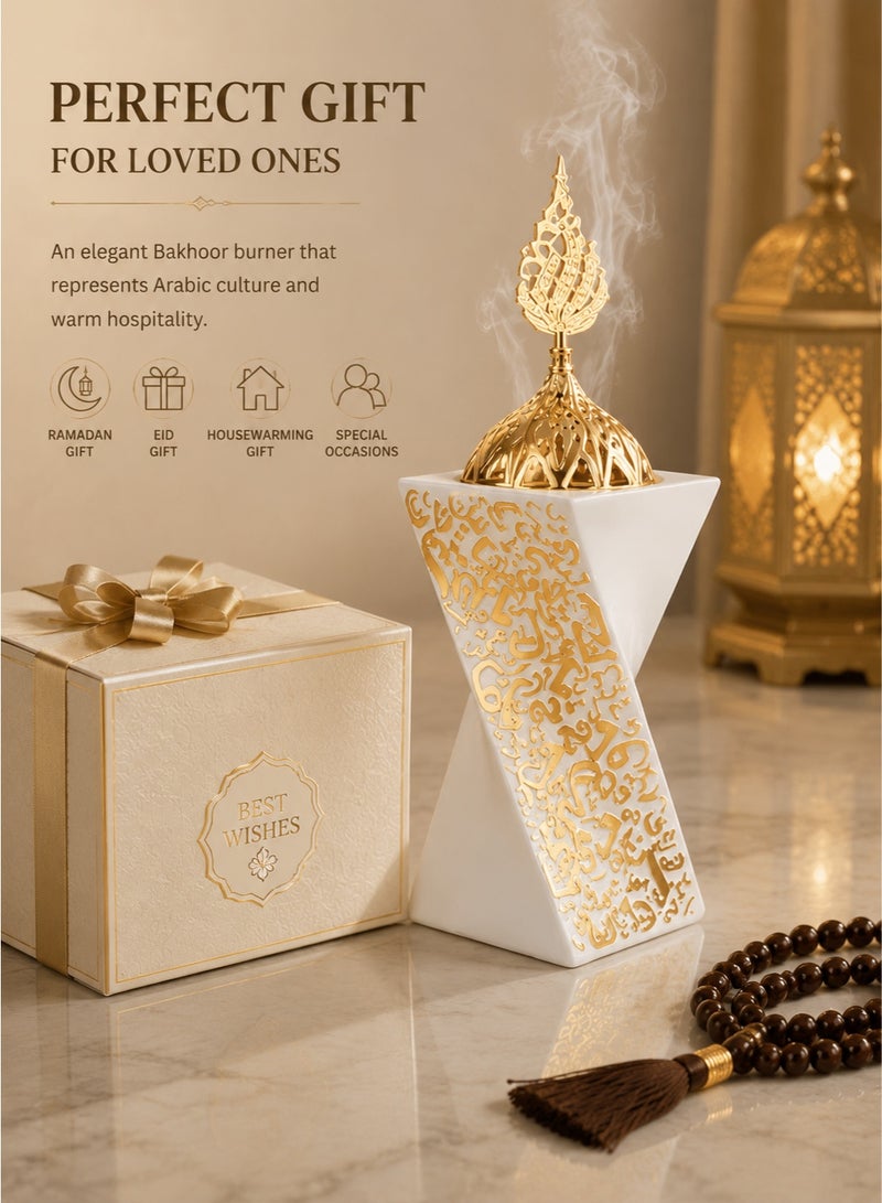 MYONE Bakhoor Burner Arabic Mabkhara Resin Incense Holder with Rotating Design, Oud Burner for Home Living Room Decor, Islamic Ramadan Eid Gift Ornament - Image 4