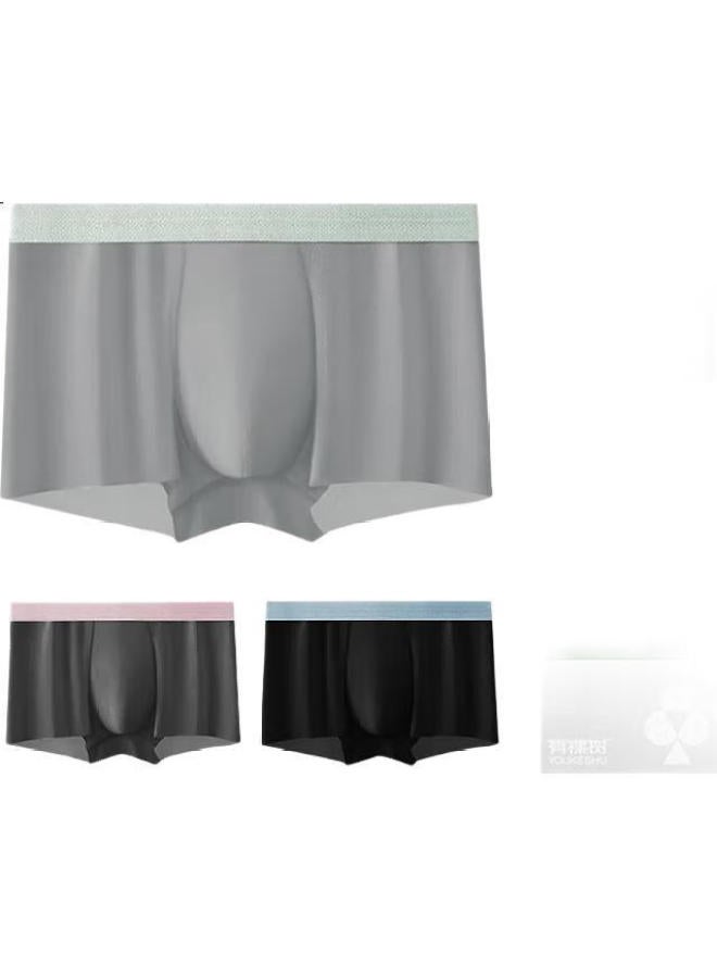 YOUKESHU Men'S Ice Silk Underwear Men'S 10A Antibacterial Thin Mint Crotch Breathable Moisture Wicking Quick Dry Youth Square Angle Shorts Pants - Image 3