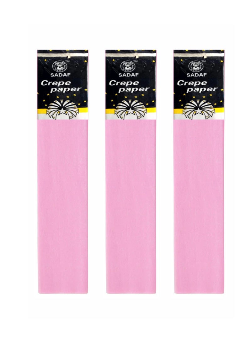 Sadaf - Crepe Paper For Art Pink Colour 50x200cm Size (Pack of 3) - Image 1