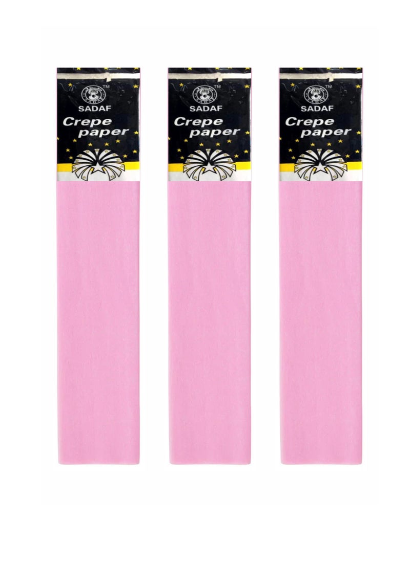Sadaf - Crepe Paper For Art Pink Colour 50x200cm Size (Pack of 3) - Image 1