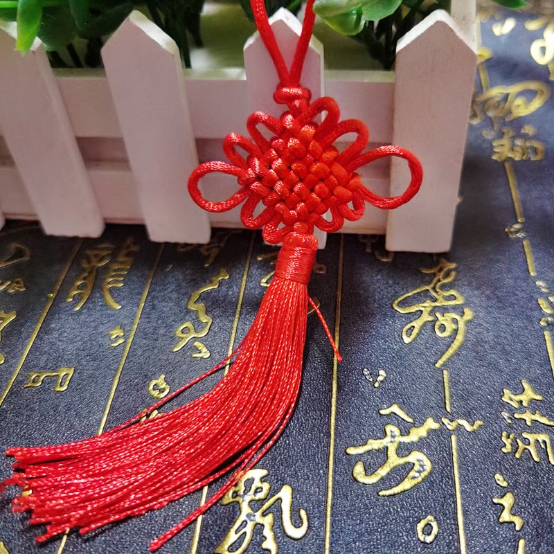 Chinese Knot Small Tassel Pendant Red Mini Chinese Bow Lanyard Tassel Safe Six-Plate Small Chinese Knot - Image 1