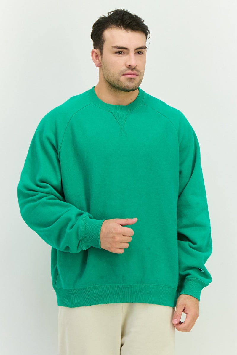 Champion سويت شيرت رياضي للرجال بأكمام طويلة، أخضر - Image 1