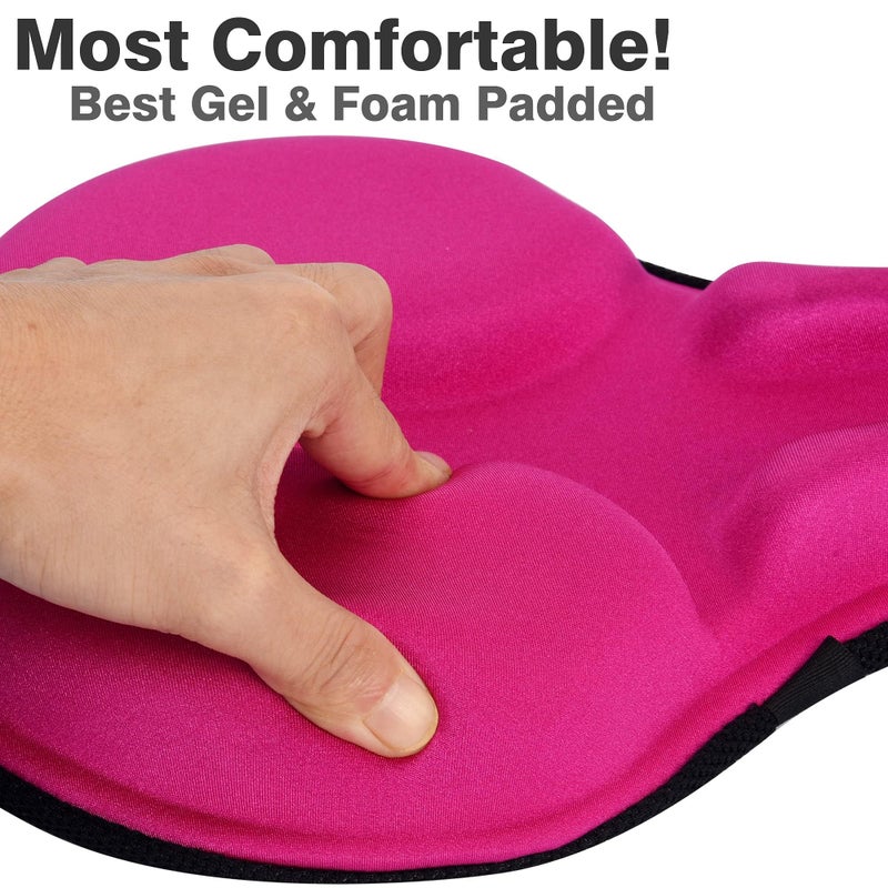 DAWAY C6 Large Comfy Cushioned Bicycle Seat Cover - Wide Gel & Memory Foam Padded Bike Saddle Cushion for Adults Youth Seniors, Fit for Peloton, Stationary Exercise, Cruiser, Mountain Road Bikes, Pink - Image 3