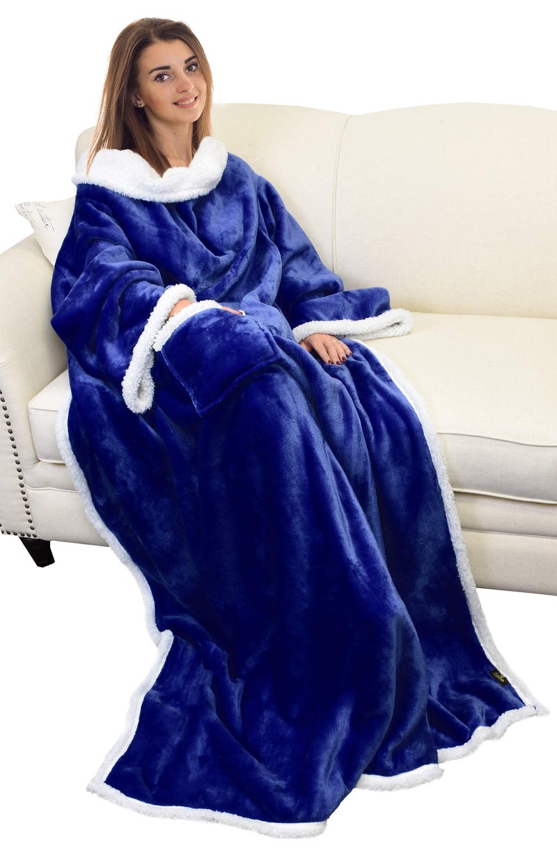 Catalonia Sherpa Wearable Blanket with Sleeves Arms  Comfy Sleeved TV Wrap Blanket  Large Snuggly Throw for Women and Men  Gift for Her - Image 1