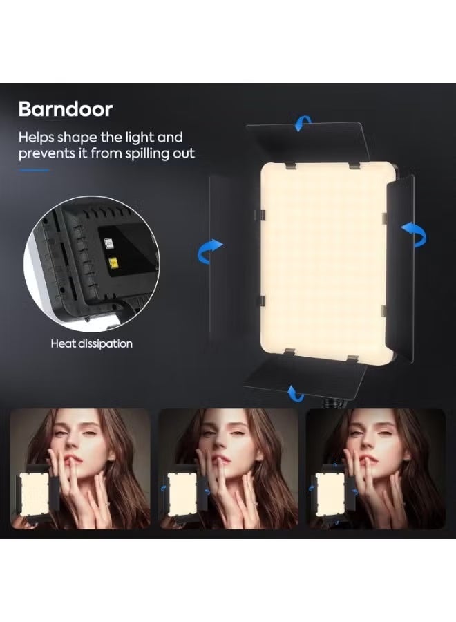 Arabest طقم إضاءة فيديو LED مع أبواب حظيرة، أضواء استوديو التصوير مع جهاز تحكم عن بعد ثنائي اللون 2700-6500K وسطوع من 10-100% لتسجيل التصوير المباشر على يوتيوب وتيك توك (قابس بريطاني) - Image 3