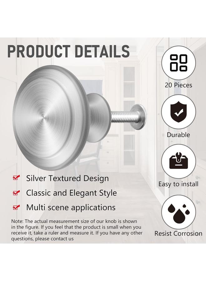 KOWVOWZ 20 PCS Round Drawer Knobs, Cabinet Hardware with 20 Screws, Stainless Furniture Pull Handle for Furniture Drawer Wardrobes Bathroom - Image 5