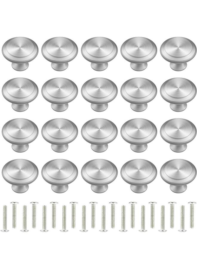 KOWVOWZ 20 PCS Round Drawer Knobs, Cabinet Hardware with 20 Screws, Stainless Furniture Pull Handle for Furniture Drawer Wardrobes Bathroom - Image 1