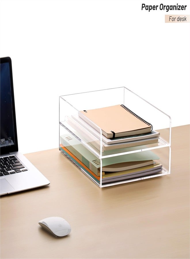 HeZone Letter Tray, Clear Acrylic Paper Tray, School Teacher Office Supplies Organization, Stackable Desk File Organizer, Classroom Decor and Accessories-2 Pack… - Image 2