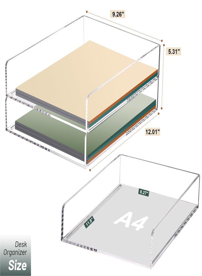 HeZone Letter Tray, Clear Acrylic Paper Tray, School Teacher Office Supplies Organization, Stackable Desk File Organizer, Classroom Decor and Accessories-2 Pack… - Image 3